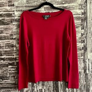 Lauren Ralph Lauren green label silk/nylon/cotton blend boat neck red